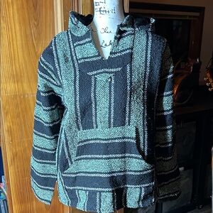 NWOT Striped Baja Black and Green Sweater, Small